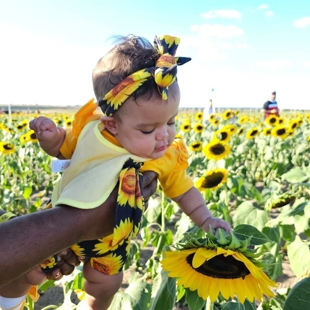 ⭐️3/$20 Baby Girl Sunflower matching set, Size 6 months.